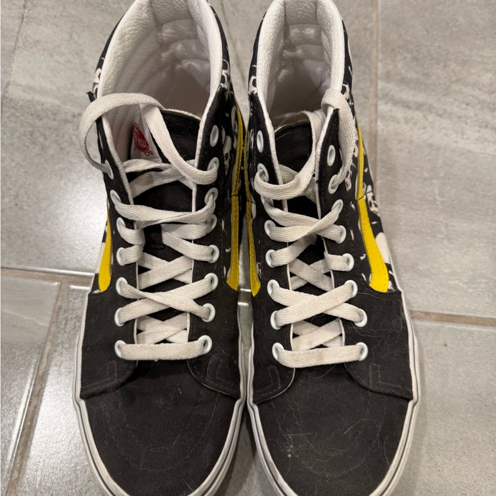 Vans Black and Yellow High-Top Sneakers